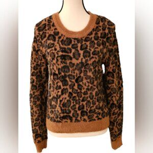 Zara leopard print warm sweater black brown like slightly cropped Size S